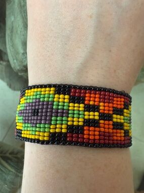 Handmade Multicolor Seed Bead Cuff Bracelet